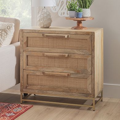 Linon Janie Rattan 3-Drawer Cabinet