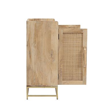 Linon Janie Rattan Sliding 2-Door Console