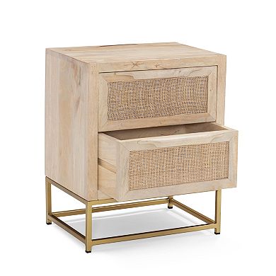 Linon Janie Rattan 2-Drawer Cabinet