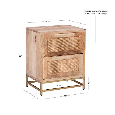 Linon Janie Rattan 2-Drawer Cabinet