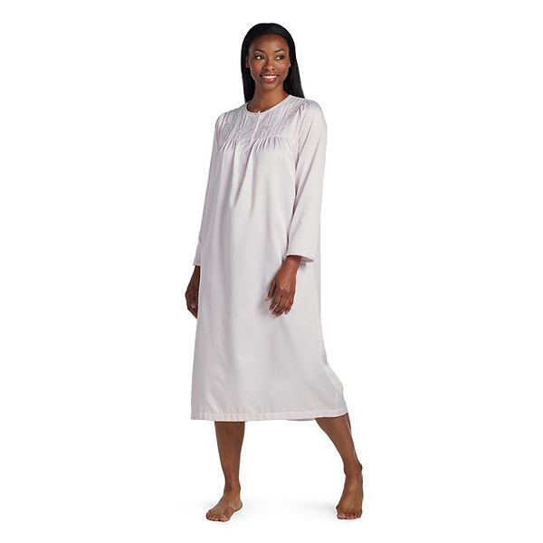Petite Miss Elaine Essentials Brushed Back Satin Long Nightgown