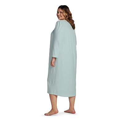 Plus Size Miss Elaine Essentials Honeycomb Long Nightgown
