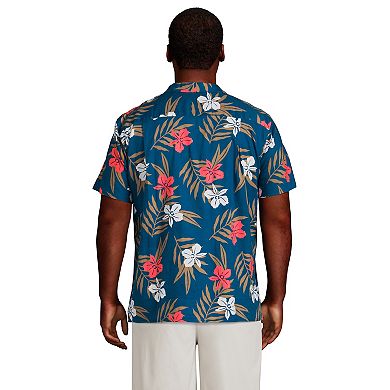 Big & Tall Lands' End Traditional-Fit Camp Collar Hawaiian Shirt