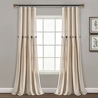 Lush Decor Linen Button New Window Curtain Panel