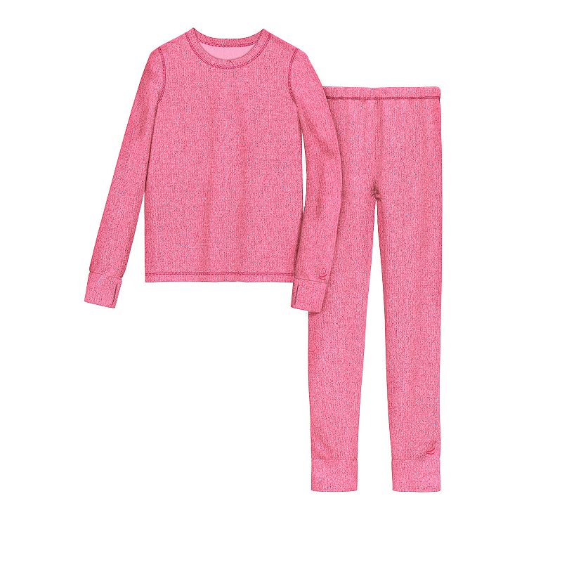 Girls 7-16 Texture Grid 2-Piece Base Layer Set, Girls, Size: 4-5, Red Over