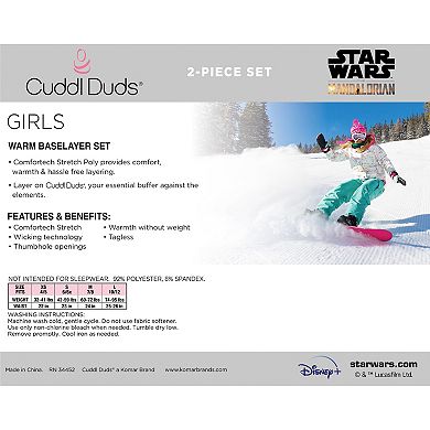 Girls 7-16 Cuddl Duds® Star Wars Grogu Stretch 2-Piece Base Layer Set