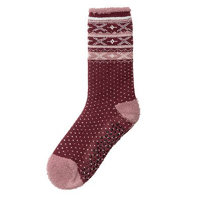 Woman's Cuddl Duds Snowflake Diamond Cozy Lined Slipper Socks