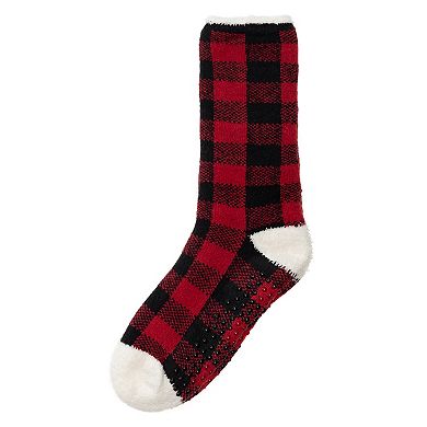 Women's Cuddl Duds Plaid Cozy Lined Lounge Slipper Socks