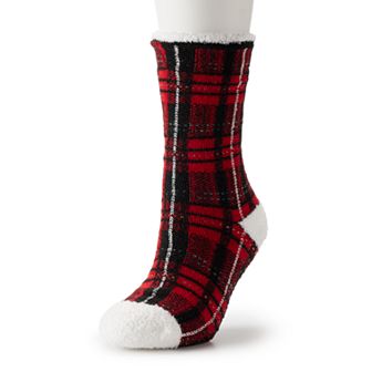 Women's Cuddl Duds Plaid Cozy Lined Lounge Slipper Socks