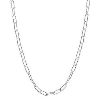 Stella Grace Sterling Silver Fancy Paper Clip Link Chain Necklace