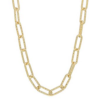Stella Grace 18k Gold Over Silver 5 mm Fancy Paper Clip Link Chain Necklace