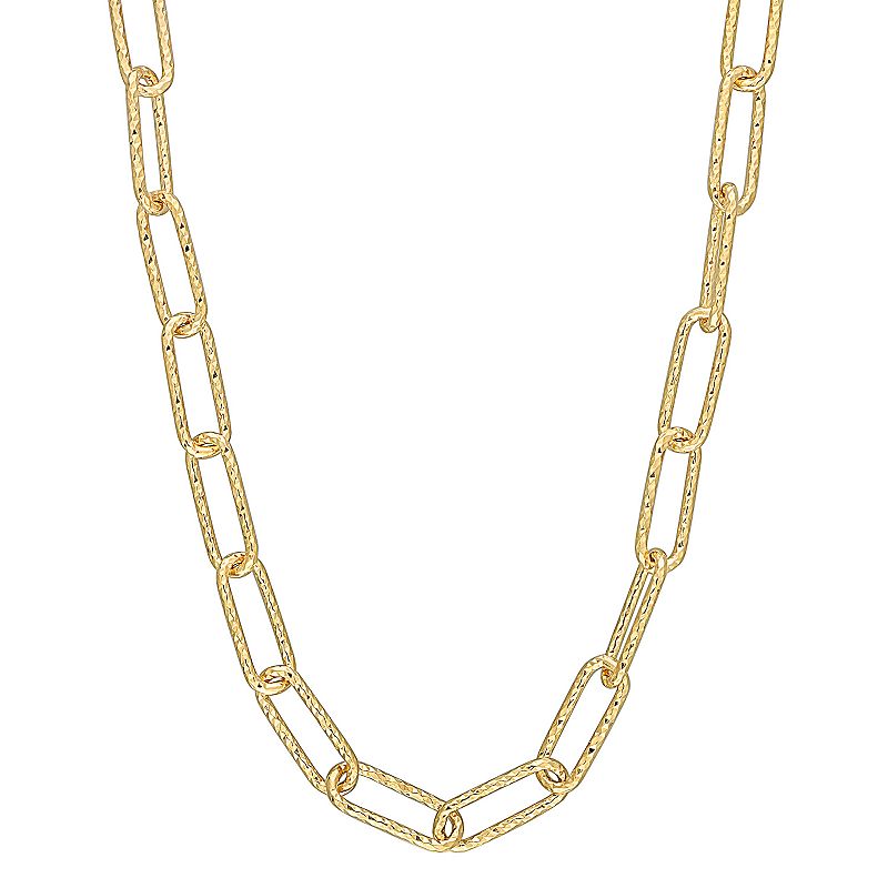 Stella Grace 18k Gold Over Silver 5 mm Fancy Paper Clip Link Chain Necklac