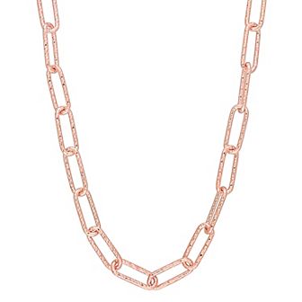 Stella Grace 18k Gold Over Silver 5 mm Fancy Paper Clip Link Chain Necklace