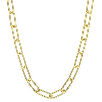 Stella Grace 18k Gold Over Silver 5 mm Paper Clip Link Chain Necklace