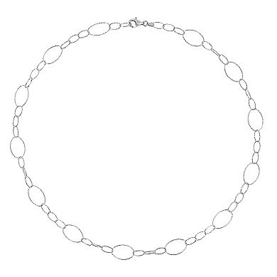 Stella Grace Sterling Silver 13 mm Fancy Oval Link Chain Necklace
