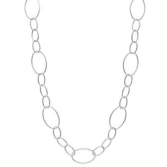Stella Grace Sterling Silver 13 mm Fancy Oval Link Chain Necklace