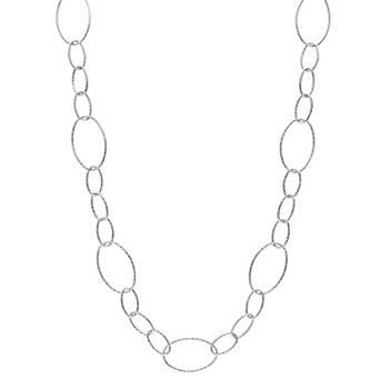 Stella Grace Sterling Silver 13 mm Fancy Oval Link Chain Necklace
