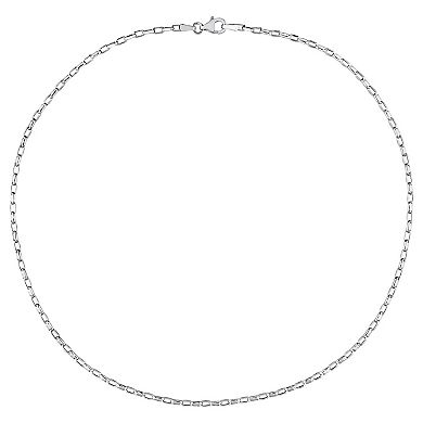 Stella Grace Sterling Silver 2 mm Fancy Rectangular Rolo Chain Necklace