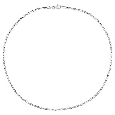 Stella Grace Sterling Silver 2 mm Fancy Rectangular Rolo Chain Necklace