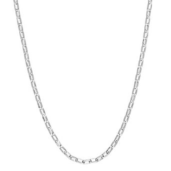 Stella Grace Sterling Silver 2 mm Fancy Rectangular Rolo Chain Necklace