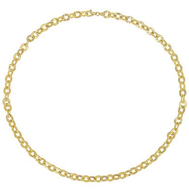 Stella Grace 18k Gold Over Silver 8.8 mm Fancy Hammered Rolo Chain Necklace