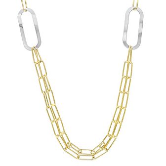 Stella Grace Sterling Silver Multistrand Oval Link Chain Necklace