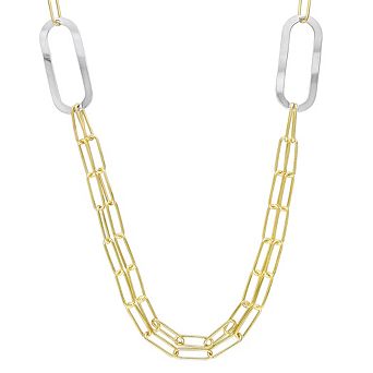 Stella Grace Sterling Silver Multistrand Oval Link Chain Necklace