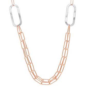 Stella Grace Sterling Silver Multistrand Oval Link Chain Necklace