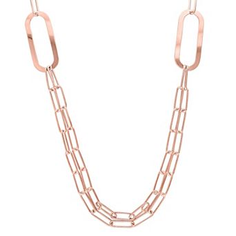 Stella Grace Sterling Silver Multistrand Oval Link Chain Necklace