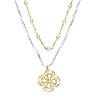Stella Grace Sterling Silver Multistrand Filigree Flower Necklace