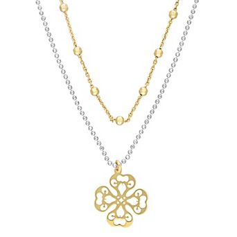 Stella Grace Sterling Silver Multistrand Filigree Flower Necklace
