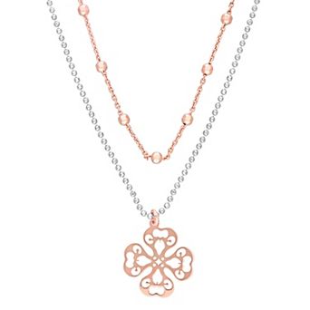 Stella Grace Sterling Silver Multistrand Filigree Flower Necklace