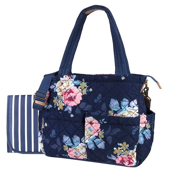 Baby Essentials Blue Floral Diaper Bag Tote for Baby