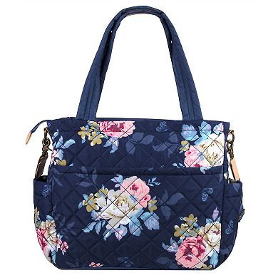 Baby Essentials Blue Floral Diaper Bag Tote for Baby