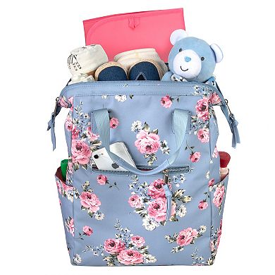 Baby Essentials Wide Open Frame Diaper Bag Backpack and Travel Bag Tote with Changing Pad, Stroller Straps