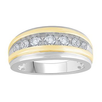 Diamond Medley Men's Two Tone 10k Gold 1 Carat T.W. Diamond Wedding Band