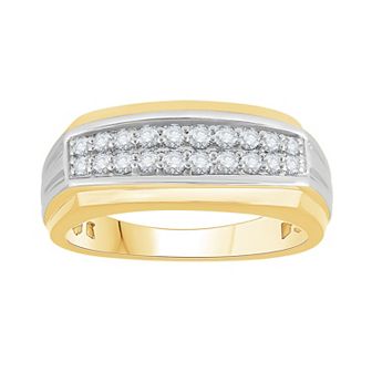 Men's 14k Gold Over Silver 1/2 Carat T.W. Diamond Wedding Band
