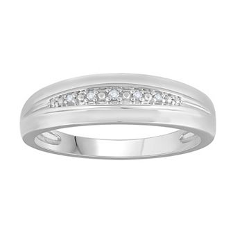 Men's Sterling Silver Diamond Accent Band