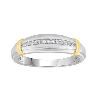 Diamond Medley Men's Sterling Silver 1/10 Carat T.W. Diamond Wedding Band