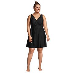 Women's Lands' End Tummy Control Surplice Faux-Wrap One-Piece Swim Dress