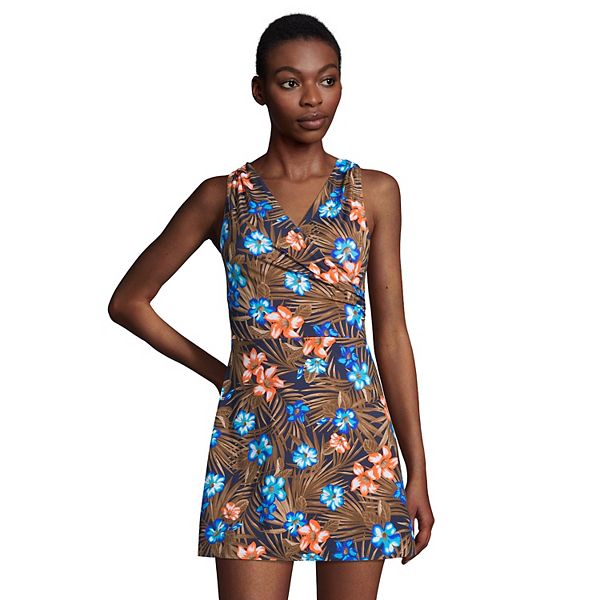 Women S Lands End Ddd Cup Upf 50 Tummy Control Surplice One Piece Swim Dress