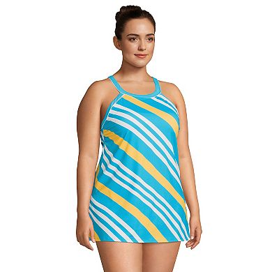 Plus Size Lands' End UPF 50 High Neck One-Piece Swim Dress