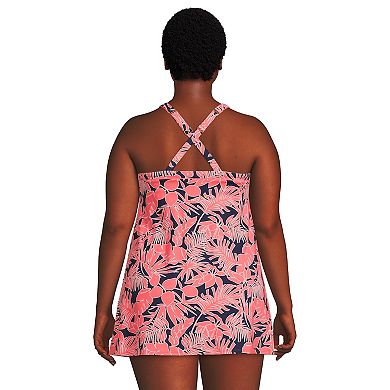 Plus Size Lands' End UPF 50 High Neck One-Piece Swim Dress