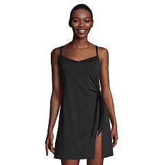 Women's Lands' End D-Cup UPF 50 Tummy Control Surplice One-Piece Swim Dress