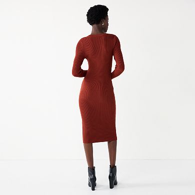 Women's Nine West Long Sleeve Crewneck Dress
