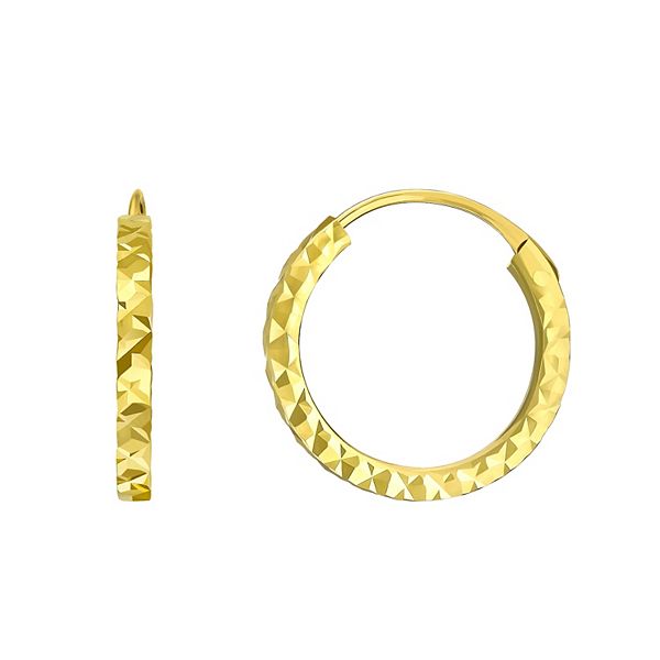 Forever 14K Textured Endless Hoop Earrings