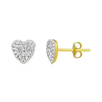 Taylor Grace 10k Gold Crystal Heart Stud Earrings