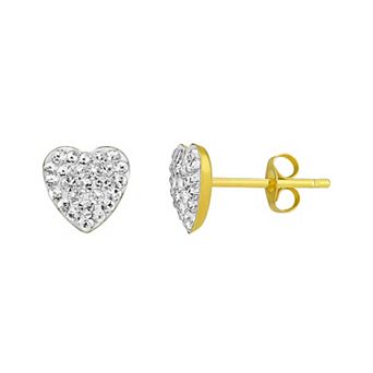 Taylor Grace 10k Gold Crystal Heart Stud Earrings