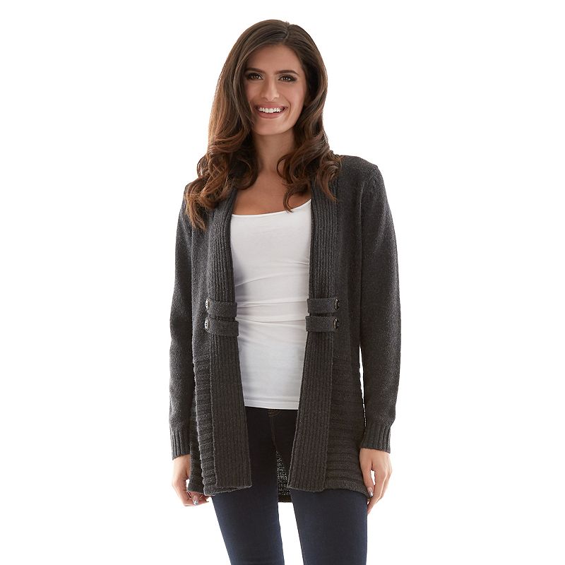 Womens AB Studio Shawl Collar Sweater Cardigan, Size: XS, Dark Grey