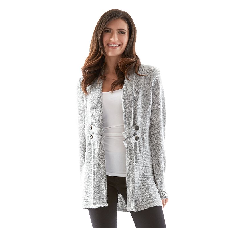 Womens AB Studio Shawl Collar Sweater Cardigan, Size: XS, Light Grey